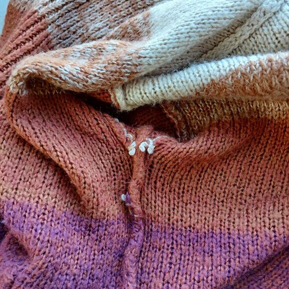 Olivia Sky Horizontal Ombre Colorblock Sweater 3X shawl collar pockets shrug - Picture 13 of 15